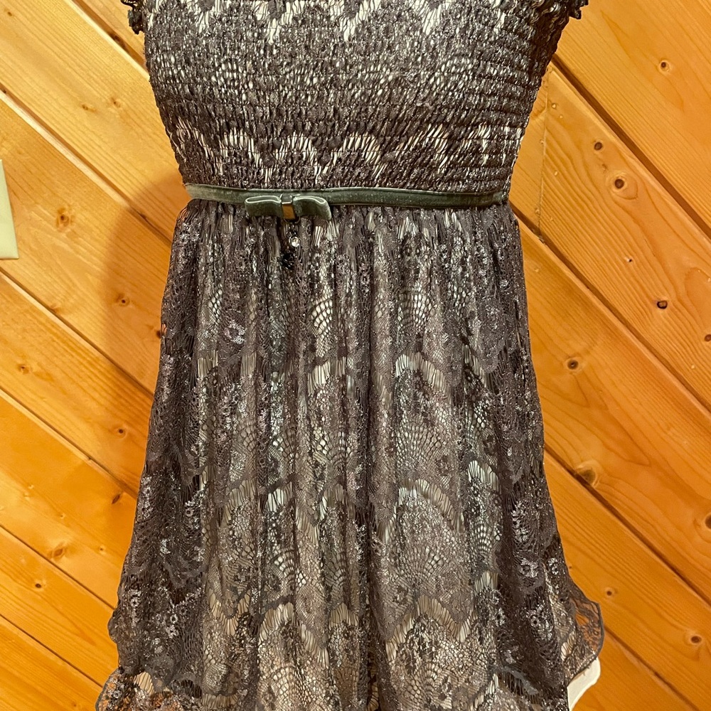 Cecico strapless party mini dress.